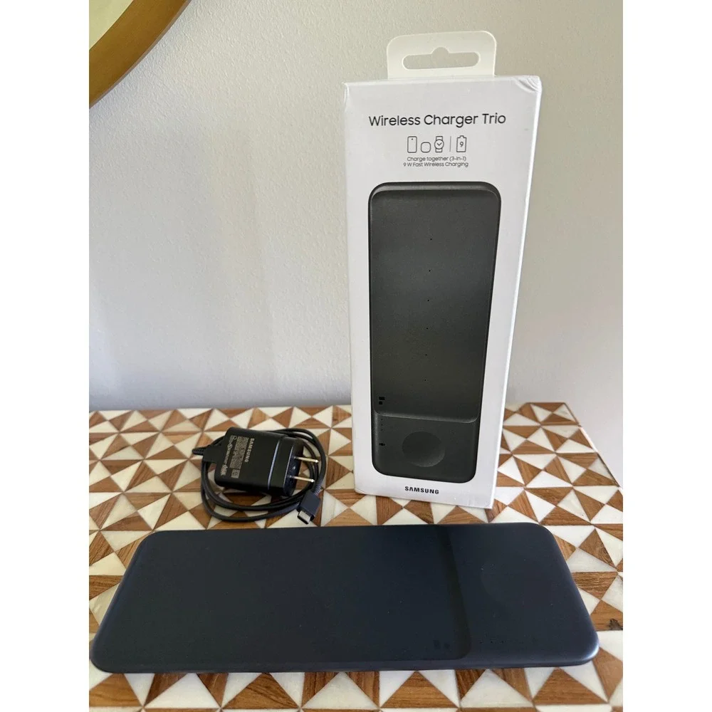 Samsung Wireless Charger Trio EP-P6300 Black 3-in-1 Fast Charging Pad 9W